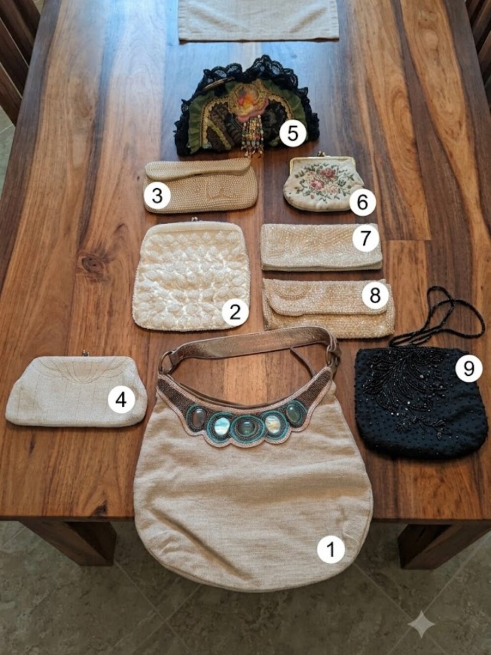 Vintage Posh-Rehab Bag Lot (9 Pieces) - Beaded, Embroidered, Tote - Projects